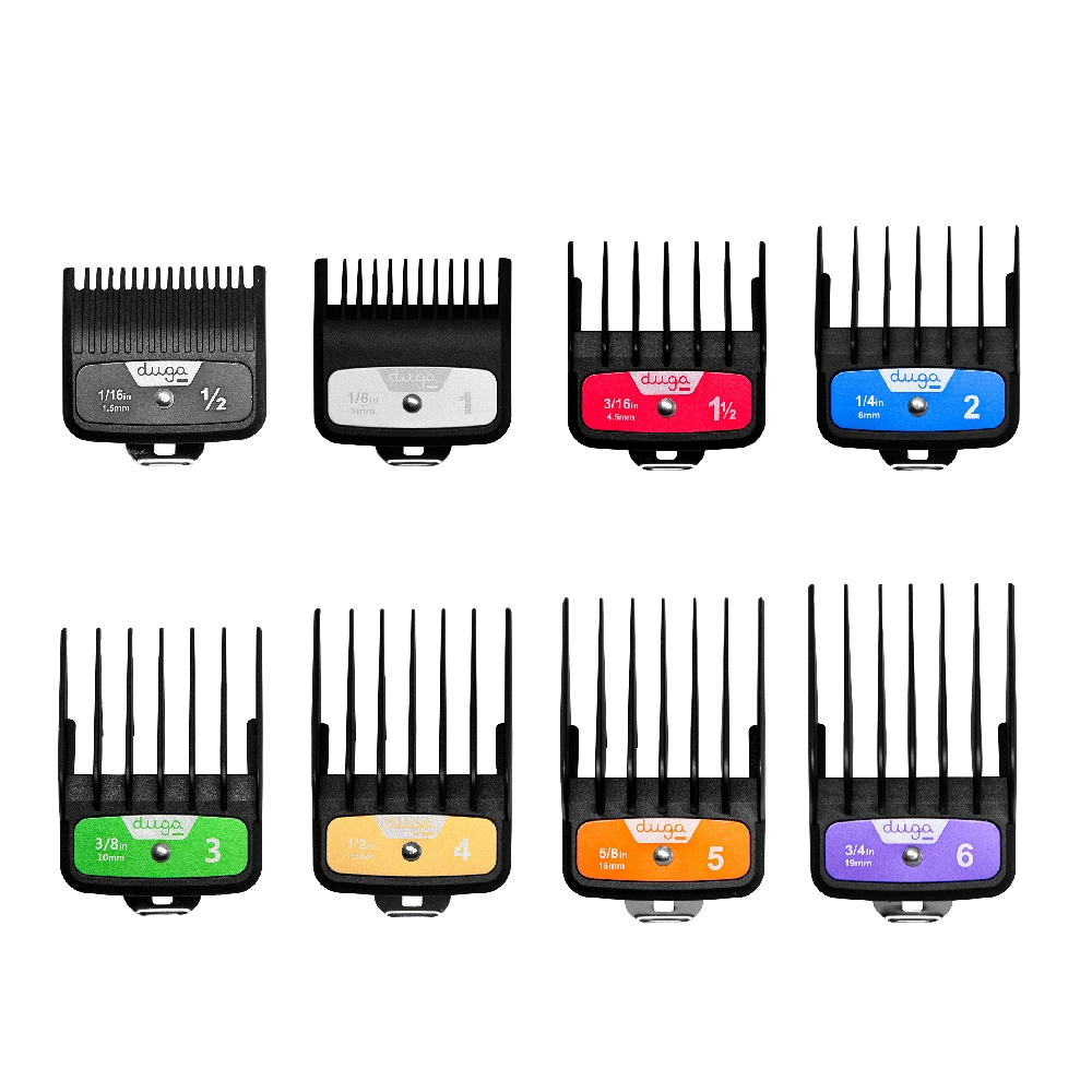 D00420 DUGA COLOR CLIPPER METAL COMBS X 8
