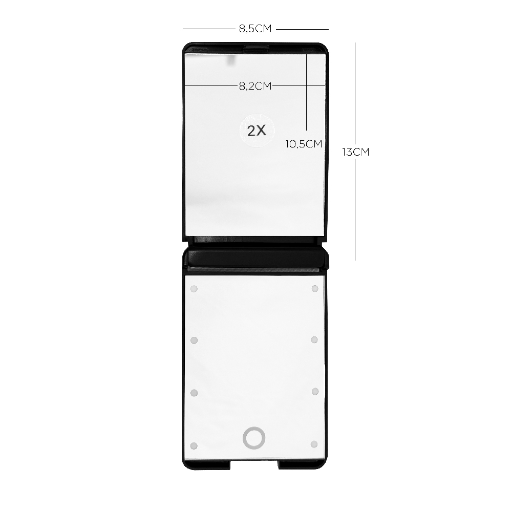 ESPEJO CARTERA 1X - 2X (8 LUCES LED) | Vista 4