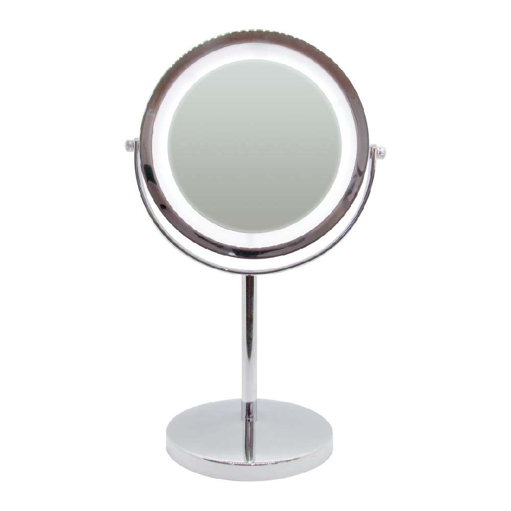 ESPEJO METAL CON PIE LED 17cm diám 5X | Vista 2