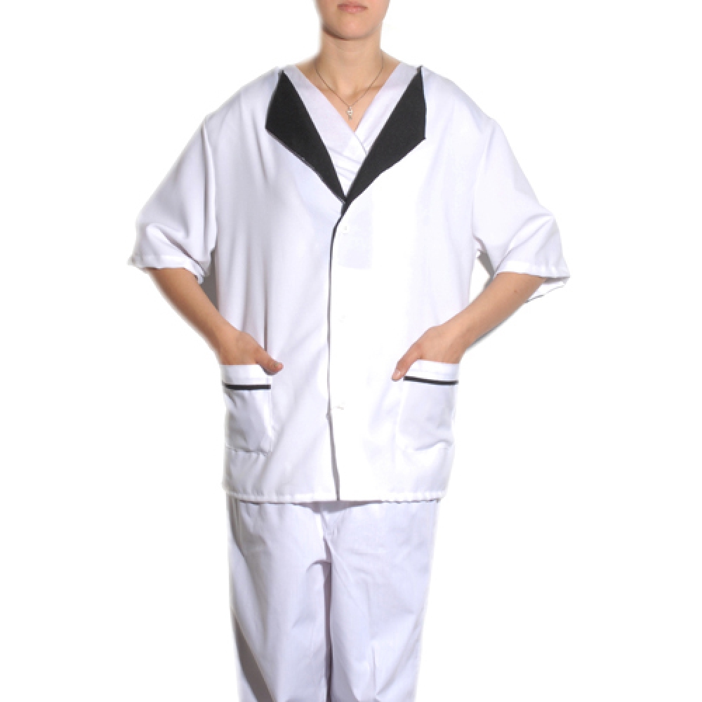 P00052 CHAQUETA TELA COMBINADA (BLANCO-NEGRO)