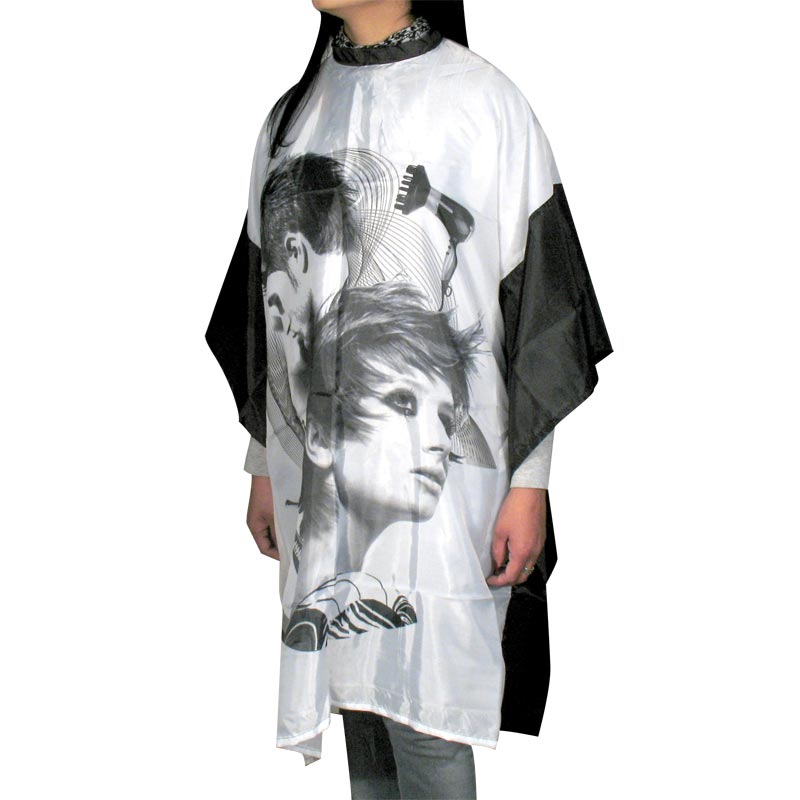 P00073 PEINADOR DE TELA UNISEX BCO Y NEGRO