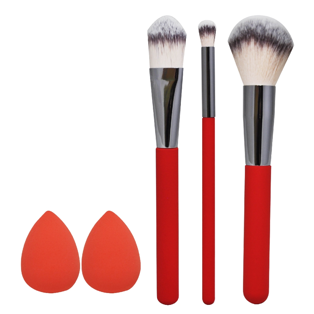 SET MAQUILLAJE BASICO ROJO (3 BROCHAS + 2 CISNES) | Vista 4